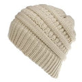 Mixed Color Knitted Wool Hat Ladies Non-labeled Ponytail Hat snapshop