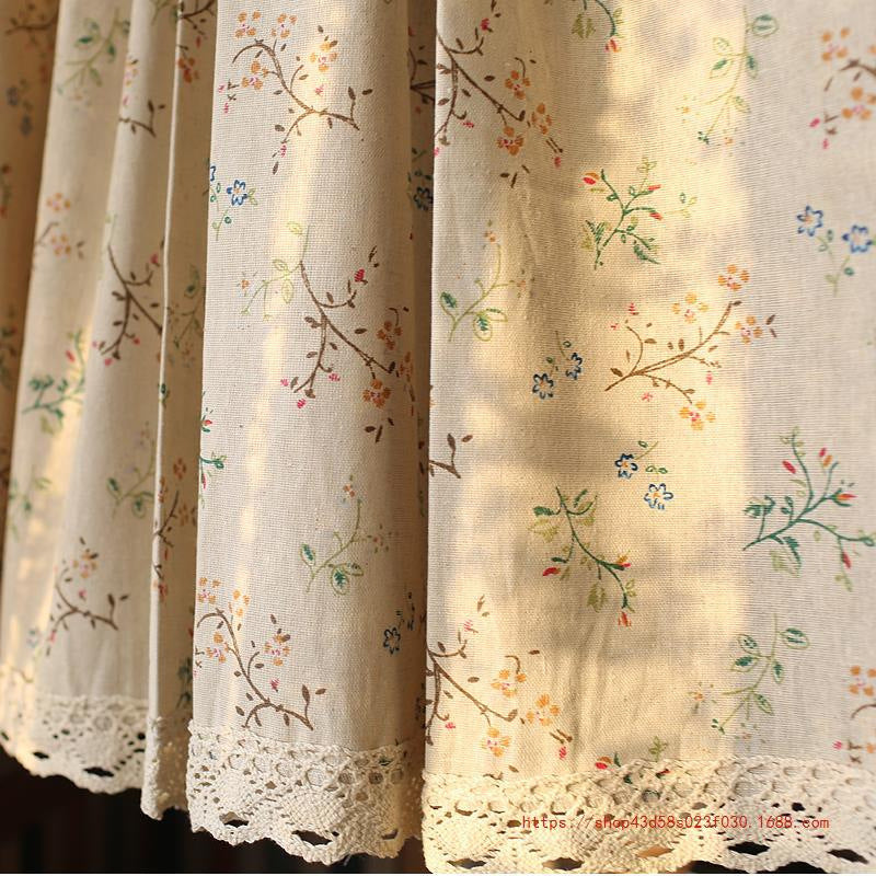 American Mediterranean Nordic style cotton linen half curtain dust-proof decorative curtain snapshop
