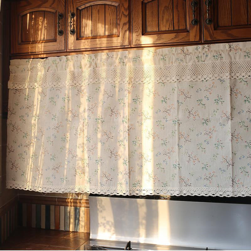 American Mediterranean Nordic style cotton linen half curtain dust-proof decorative curtain snapshop