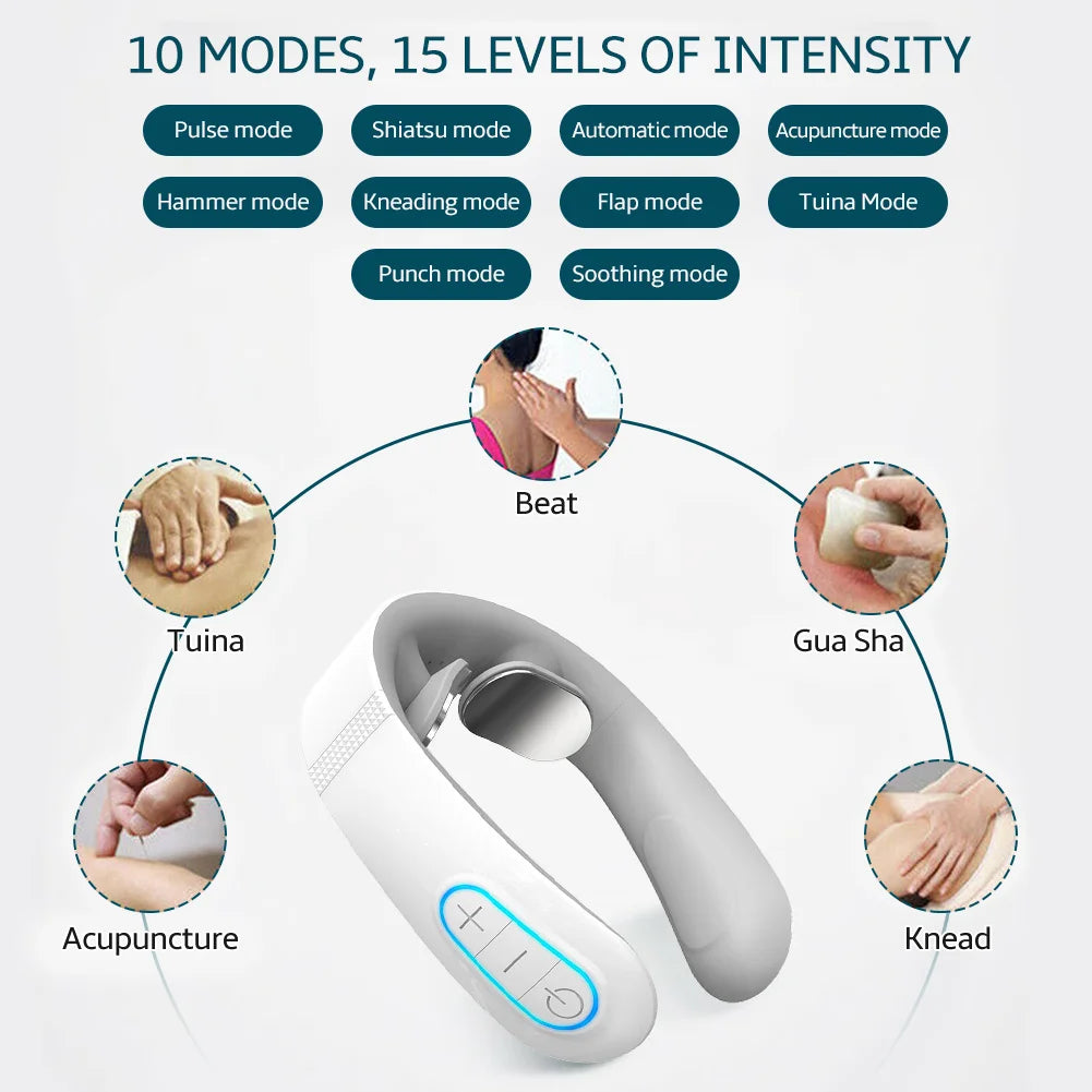 Pulse Neck Massager Electric Smart EMS Cervical Massagers TENS Pain Relief Relaxation Muscle Kneading Massage - snapshop Pulse Neck Massager Electric Smart EMS Cervical Massagers TENS Pain Relief Relaxation Muscle Kneading Massage