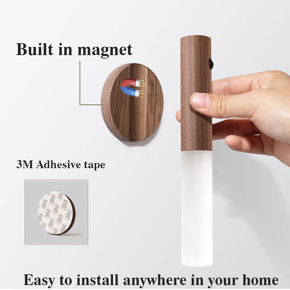 Magnetic Motion Sensor Night Light | Wood LED Wall Lamp snapshop