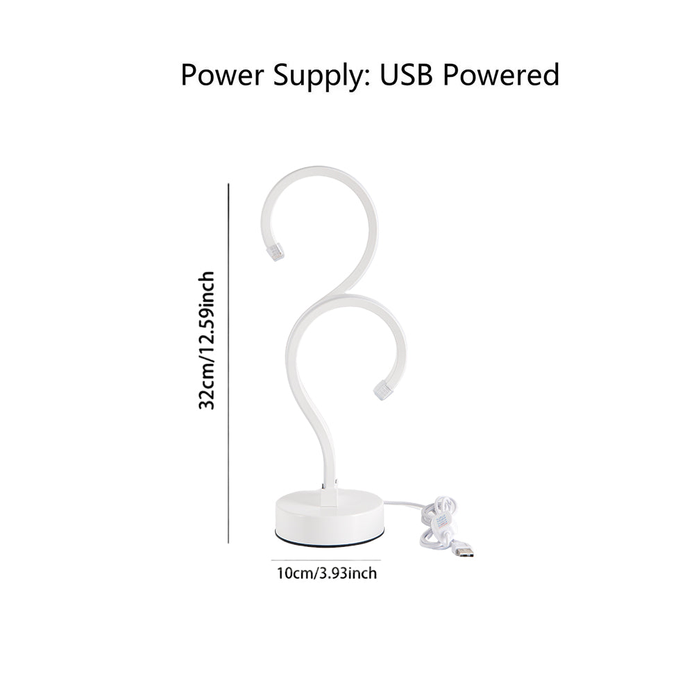 Creative Double Question Mark Elegant White Desktop Lamp, USB Power Supply - Three Color Lighting, Suitable For Bedroom snapshop